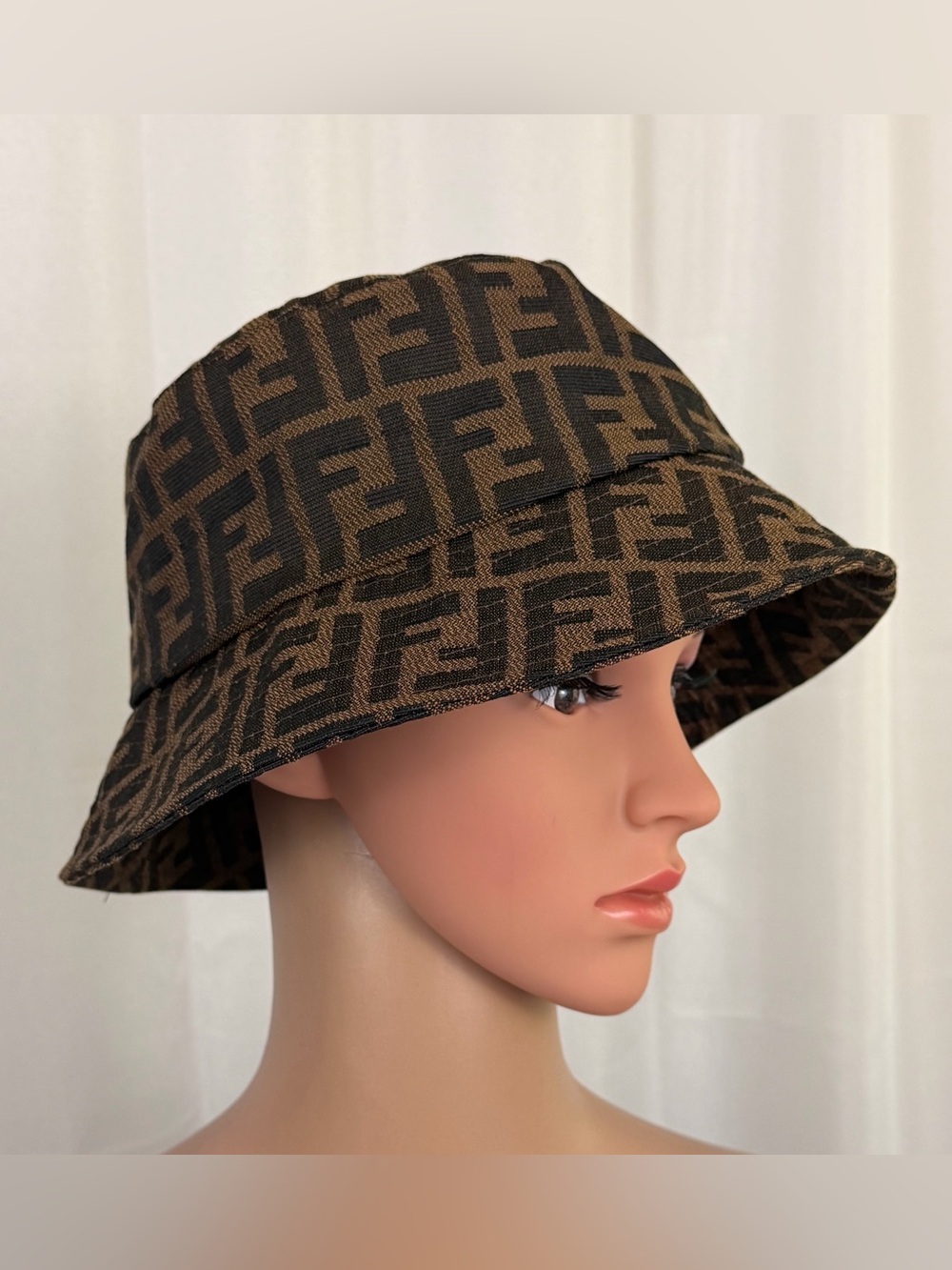 Fendi Unisex Brown Monogram Textile Bucket Hat/Made in Italy Excellent Condition - Picture 9 of 10